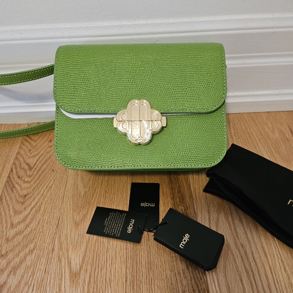 NEW - Maje lizard effect embossed leather crossbody bag